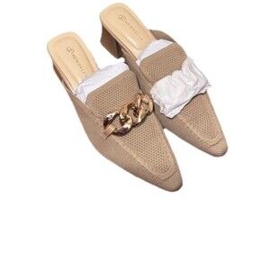 Newbella Nude Ponited Toe Heeled Mules Size 8 New In Box Work Office